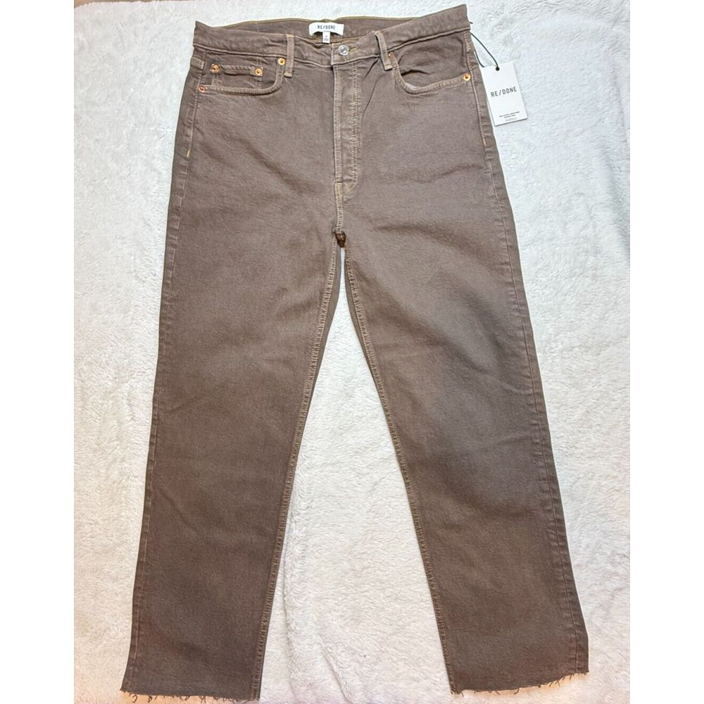 RE/DONE 70s Ultra High Rise Stove Pipe Jeans Raw Hem Cropped Women's Sz 31